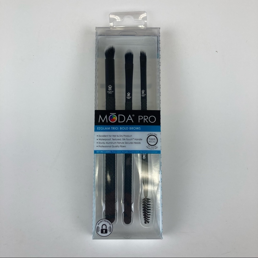 Moda Pro EZglam Trio Bold Brows Brushes NIB